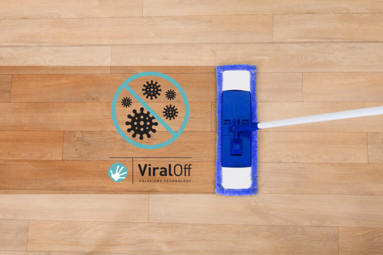 Your mop cleans the house, but who cleans the mop? In these days washing hands, clothes and housecleaning is frequent. But what happens then to microfiber cloths, floor wipes or dish towels? HSP Hanse Shopping launches a new range of such products, all treated with Polygiene’s ViralOff®, which will destroy over 99% of SARS-CoV-2, other viruses and bacteria in two hours in the material. This reduces the need to hot wash or even discard them, out of concern for viruses and other microbes.